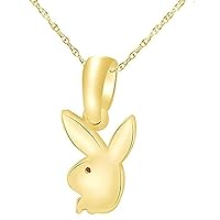 ABHI Created Play Boy Bunny Rabbit 925 Sterling Silver 14K Gold Finish Pendant Necklace for Women's & Girl's