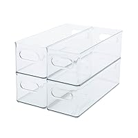 Clear Plastic Bins For Pantry Organization and Food Storage, Stackable Refrigerator Organizer Bins – Kitchen Organization and Pantry Storage Containers, 4 Pack