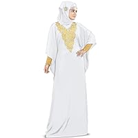Nelam Gold Embroidered White Kaftan Islamic Dress KF-003WH