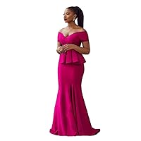 Women's Off The Shoulder Prom Dresses Ruched Long Formal Evening Party Gowns