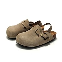 Suede Clogs for Girls Boys Unisex Toddler Slippers Slip-on Kids Shoes Indoor Outdoor Cute Sandals Classic Cork Adjustable Buckle