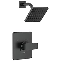 Modern 14 Series Matte Black Shower Faucet, Shower Trim Kit with Single-Spray Touch-Clean Black Shower Head, Matte Black T14267-BL-PP (Valve Not Included)