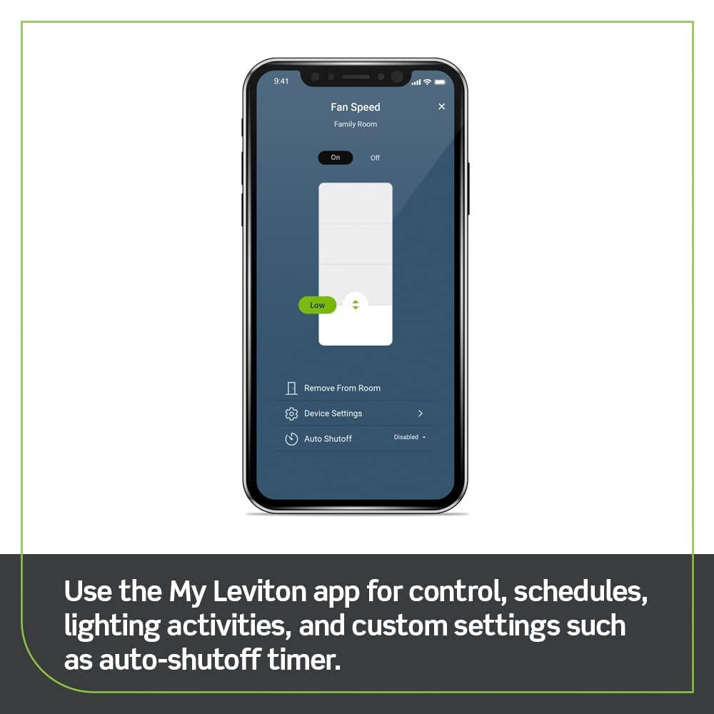 Leviton Decora Smart Fan Speed Controller, Wi-Fi 2nd Gen, Neutral Wire Required, Works with My Leviton, Alexa, Google Assistant, Apple Home/Siri & Wired or Wire-Free 3-Way, D24SF-1RW, White