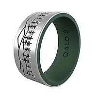 QALO Men's Rubber Silicone Ring, Frost & Forest Ridgeline Strata, Silicone Rubber Wedding Band, Breathable, Durable Wedding Ring for Men, 9mm Wide 1.85mm Thick, Multi Sizes
