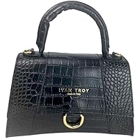 Italian Crocodile Print Handbags for Women Genuine Cow Leather Purses Top Handles Shoulder Bag