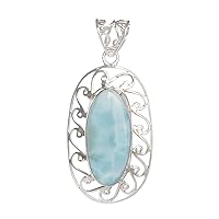 Larimar Gemstone 925 Sterling Silver Pendant Attractive Designer Jewellery For Girls
