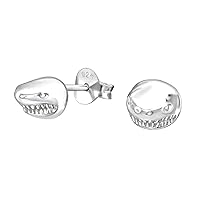 Shark .925 Sterling-Silver Very Tiny Stud Earrings, Multiple Piercing, for Cartilage, Helix, 2nd Ear Piercing (Hypoallergenic)