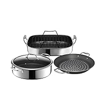 HexClad 4-Piece Specialty Cooking Set Including BBQ Grill Pan, 7-Quart Chicken Fryer with Lid, and Roasting Pan