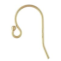 100pcs Adabele Real Gold Plated Sterling Silver Fish Ball Dot Earring Hook 20mm Dangle Earwire Connector (Strong Wire 0.8mm/20 Gauge/0.03 inch) for Jewelry Making SS236-8