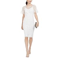 Adrianna Papell Womens Embellished Sheath Dress, White, 6