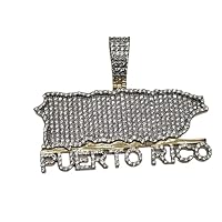 Animas Jewels 2.00 CT Round Cut VVS1 Diamond Puerto Rico City Pendant Charm 14K Yellow Gold Over 925 Sterling Silver