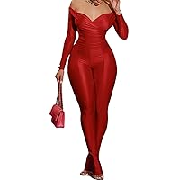 NRTHYE Women Two Piece Sets Sexy Long Sleeve Off Shoulder Tops Bodycon Pant Sets Club Outfits