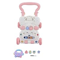 Sit to Stand Learning Walker,plplaaoo Baby Push Walkers,Baby Walker Comfortable Handle Speed Control Wheels Rollover Prevention Toddler Stand Walk Learning Tool (Pink), sit to Stand Walker Sit St