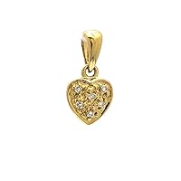 14k Yellow Gold Heart Single Cut Pave Set 0.02 dwt Diamond Pendant