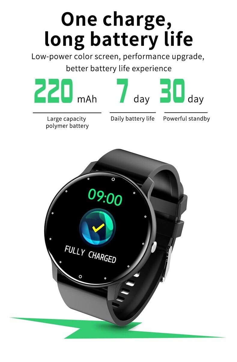 for Samsung Galaxy A12 FK Trading Smart Watch, Fitness Tracker Watches for Men Women, IP67 Waterproof HD Touch Screen Sports, Activity Tracker with Sleep/Heart Rate Monitor - Black