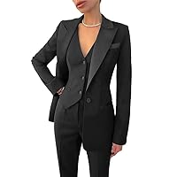 Business Women Suit Set 3 Pieces Notch Lapel Single Breasted Vest for Office Work Lady Suits (Blazer+Vest+Pants)