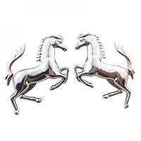 Car Three-Dimensional Metal Stickers 3D Personalized Horse car Stickers Car Body Stickers-Silver