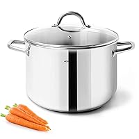 HOMICHEF Small Stock Pot 4 Quart Nickel Free Stainless Steel - Small 4 Qt Pot With Lid - 4Qt Stockpot With Lid - Soup Pot Small Cooking Pot 4 Quart - 4 Qt Pot With Glass Lid - Induction Pot With Lid