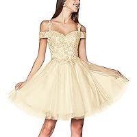 Lace Appliques Homecoming Prom Dresses for Teens 2024 Sparkly Sequin Tulle Cocktail Party Mini Dress LVY001
