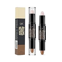 2 In 1 Makeup Shading Stick, Double-Head Make Up Concealer Contouring Sticks, Highlighter Three-Dimensional Face Brightening Pencil（Pack of 1) (01#Ivory White)