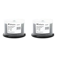 Verbatim DVD-R Blank Discs 4.7GB 16X DataLifePlus White Inkjet Printable Recordable Disc Hub Printable - 50pk Spindle 95079 (Pack of 2)