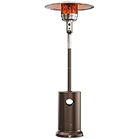 EAST OAK 48,000 BTU Patio Heater for Outdoor Use With Round Table Design, Double-Layer Stainless Steel Burner and Wheels, Outdoor Patio Heater for Home and Commercial, Bronze, 31.9