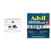 400 Count Pre-Moistened Lens Wipes and Advil 50x2 Coated 200mg Tablets Pain Relief Bundle