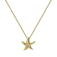 Gold Plated Necklace Starfish and Rhinestone