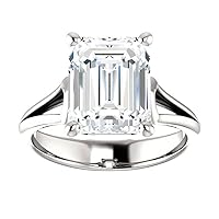 3.50 CT Emerald Colorless Moissanite Engagement Ring for Women/Her, Wedding Bridal Ring Sets, Eternity Sterling Silver Solid Gold Diamond Solitaire 4-Prong Set for Her