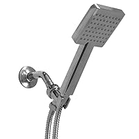 Modern Chrome Square Handheld Shower Massager by Home Basics | Delivering a Luxurious and Spa-Like Bathing Experience