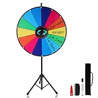24 Inch Prize Wheel with Folding Tripod Floor Stand Height Adjustable 14 Slots Color Dry Erase Spin Wheel Spinner Game with Dry Erase & Marker Pen for Trade Show Fortune Spinning Game