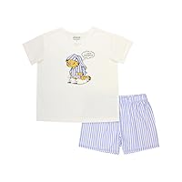 Garfield Big Girls' 2-Piece Loose-fit Recycled Polyester Pajama Set, Soft & Cute for Kids