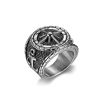 Mens Stainless Steel Nautical North Star Marine Compass Anchor Ring 7-15