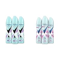 Degree Antiperspirant Dry Spray Pure Fresh 3 Count Anti White Marks & Advanced Antiperspirant Deodorant Dry Spray 72-Hour Sweat and Odor Protection Sheer Powder Deodorant Spray