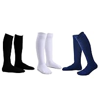 Girls Knee High Socks Kids Boys School Uniform Seamless Cotton Socks Stockings White Black Grey 3/6 Pack
