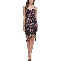 GUESS Womens Lace Floral Cocktail and Party Dress Black 0