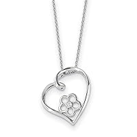 925 Sterling Silver Polished Spring Ring CZ Cubic Zirconia Simulated Diamond My Special Niece 18inch Flower In Love Heart Necklace Jewelry for Women