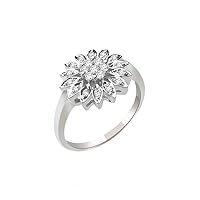0.24 Cts Round Cut Sim Diamond Flower Cluster Wedding Ring in 14KT White Gold PL