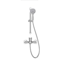 Shower System Bathroom Brass Handheld Shower Head Set Include Hand Shower Bath Faucet Shower Hose and Shower Head Holder Wall Mounted, Polished Chrome