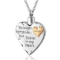 misyou Memorial Necklace for mom,dad,pet,no Longer by My Side Forever in My Heart Cremation Pendant Ashes Jewelry