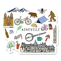Funny Die Cut Bumper Stickers, Car Art, Bike Vinyl, Weatherproof (Asheville Collage Mix)