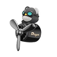 Dog Pilot Car Air Freshener Cute Cartoon Rotating Propeller Stylish Clip-Type Air Conditioner Outlet Gift Car Perfume Decoration (Black)