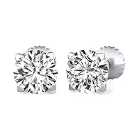 Heart Shape Prong D/VVS1 Round Cut Diamond Fancy Party Wear Solitaire Stud Earrings Gift For Women's & Girls .925 Sterling Sliver(4mm to 8MM)