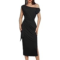 GRACE KARIN 2024 Women's One Shoulder Cocktail Dresses for Evening Party Bodycon Midi Dresses