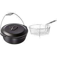 Lodge Cast Iron Dutch Oven Bundle with Fry Basket and Iron Cover, Pre-Seasoned