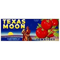 Texas Moon Tomatoes Crate Label Fridge Magnet, Donna Texas TX Cowboy Refrigerator Magnet