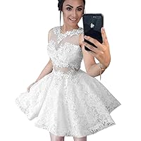 Tsbridal Lace Homecoming Dress for Junior Applique Short Prom Party Dress A Line Graduation Dress