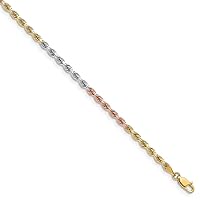 JewelryWeb 14ct Sparkle-Cut Rope Chain Bracelet in White Gold Rose Gold Yellow Gold Choice of Lengths 18 23 20 15 and Variety of mm Options