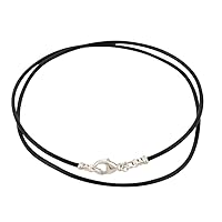 Sterling Silver 1.8mm Fine Black Leather Cord Necklace - ANY LENGTH