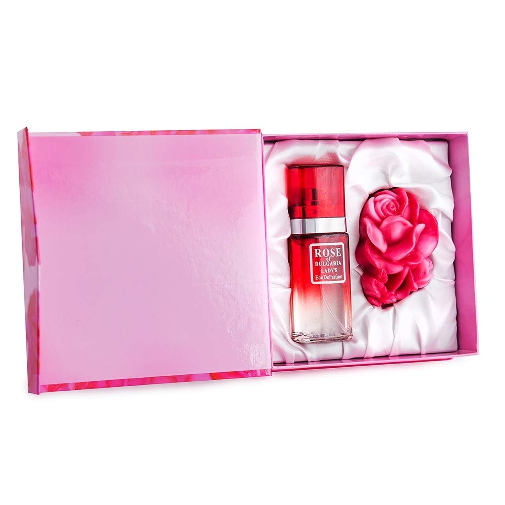 Rose of Bulgaria Gift Set - Hand Made Glycerin Soap 40g & Perfume Rose 25ml in Luxurious Gift Box by Bio-Fresh